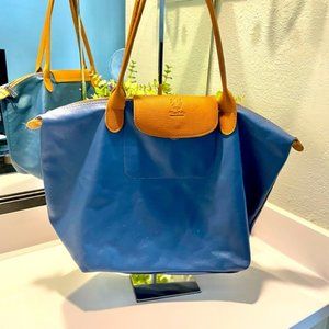 Vera Pelle Made in Italy Longchamp style Leather Travel Tote Bag